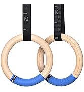 PACEARTH Gymnastics Rings Wooden Olympic Rings 1500/1000lbs with Adjustable Cam Buckle 14.76ft/9f...