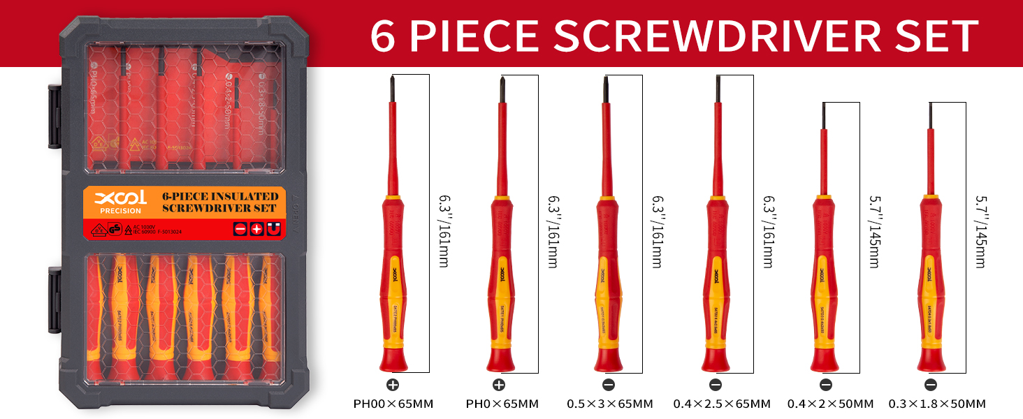 XOOL 1000V Insulated Precision Electrician Screwdrivers Set