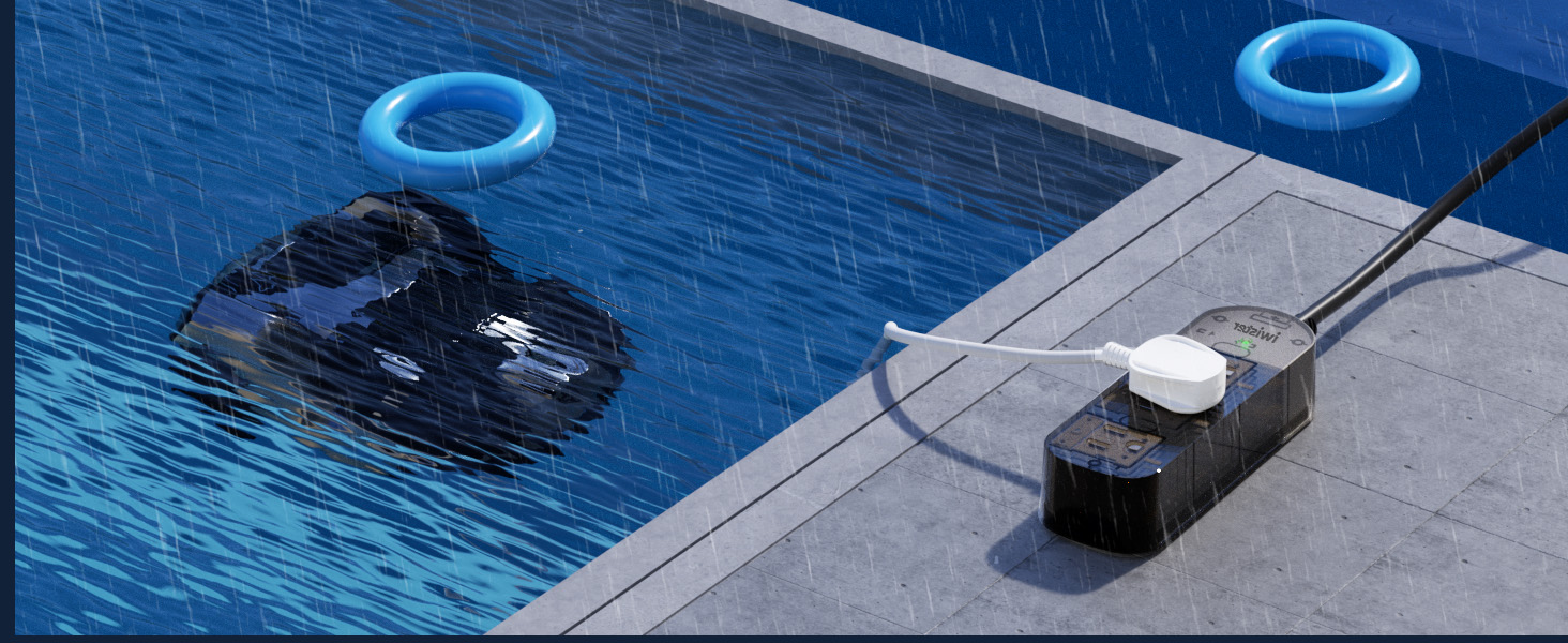 Outdoor Power Strip, 5 Ft, 1625W/13A IPX6 Waterproof, for Courtyard, Garage, Workshop, Camping, RV