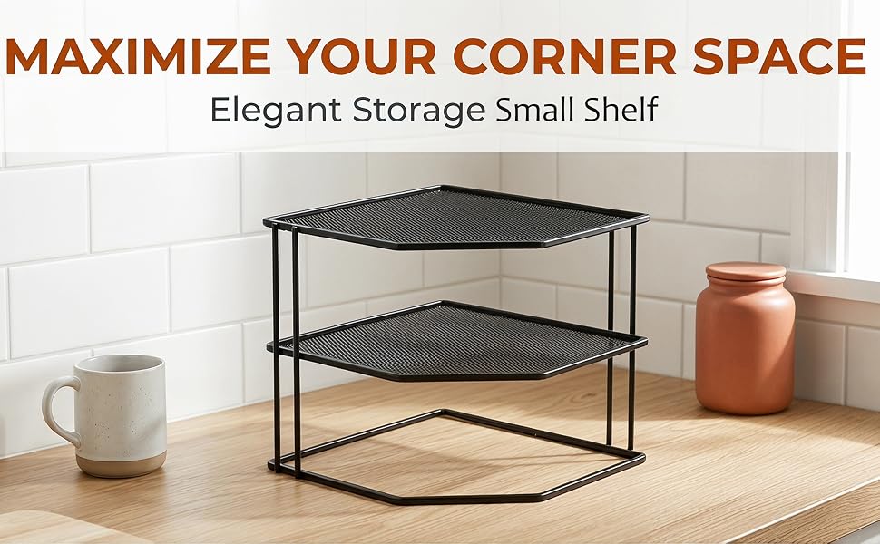 Yarlung 3-Tier Cabinet Corner Shelf, 9x9x7.5 Inches Metal Wire Plate Rack Kitchen Counter Organizer