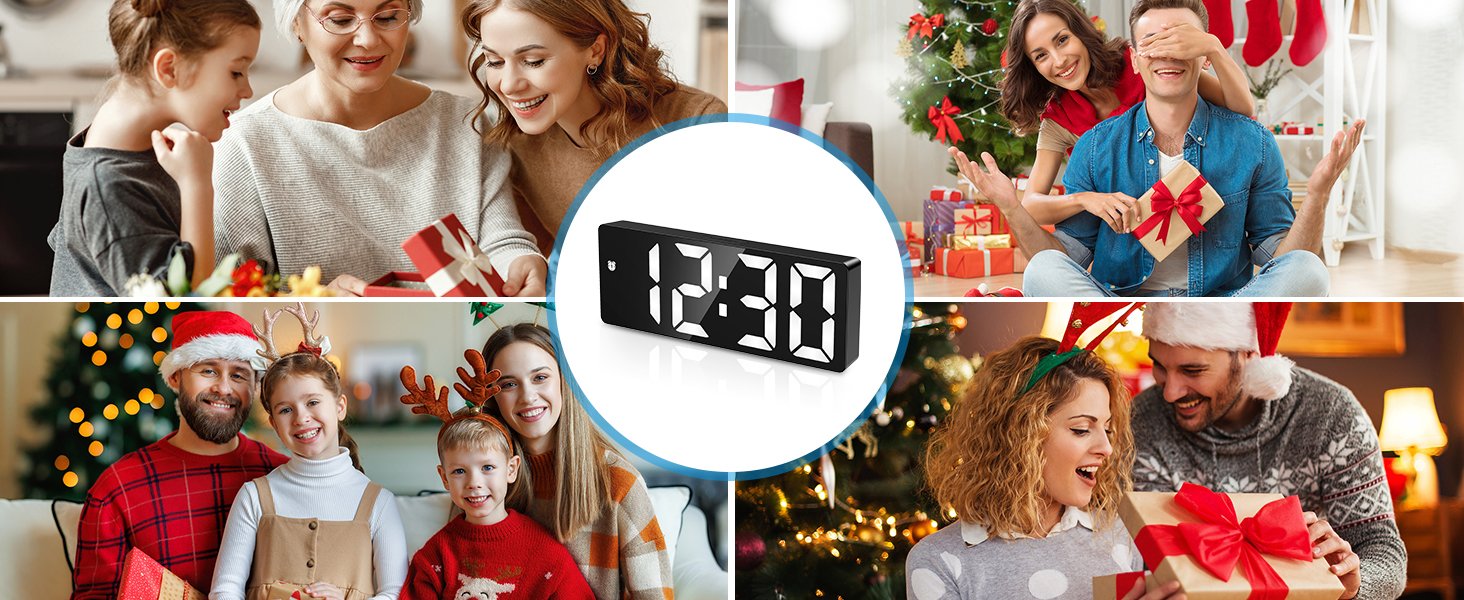 Digital Alarm Clock Large Display, LED Alarm for Bedroom, Type-C/Battery Powered Bedside Alarm Clock