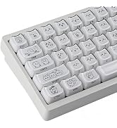 Crystal Jelly White Keycaps,119 Keys Cute Chiikawa Keycap, Side Printed Shine Through Keycaps Mao...