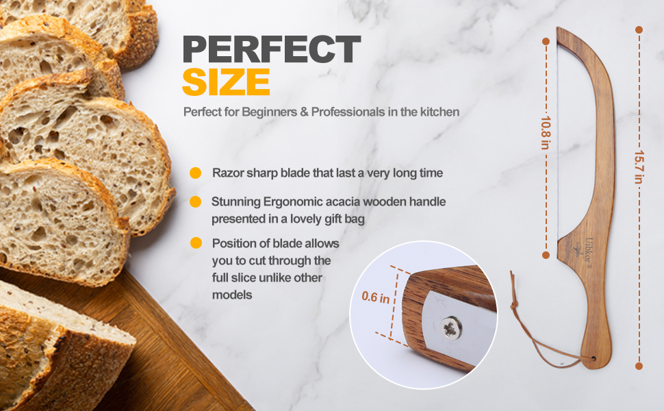 Bread Slicer for Homemade Bread Wooden Sourdough Bread Knife with Bow Design Premium