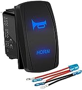 DaierTek UTV RZR Horn Button Rocker Switch Blue LED 12 Volt John Deere Polaris Ranger Auto Train ...