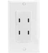 BAOMAIN 4.8A USB Charger Outlet with Wall Plate, Receptacle with 4 Type C USB Charging Ports, Wal...