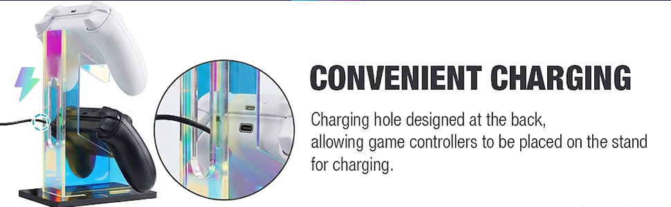 Iridescent Acrylic 2-Tier Universal Game Controller Holder Stand for PS5 Xbox ONE Switch