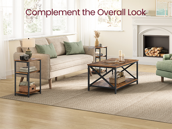 Side Table, Small End Table, Tall Nightstand for Living Room, Bedroom, Office, Bathroom