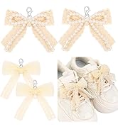 FOWSRHRG 4 Pcs Pearls Lace Bowknot Charms for Sneakers, Fancy DIY Bow Lace Sneakers Accessories, ...