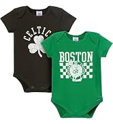 Gerber Unisex Baby NBA Team 2 Pack Short Sleeve Onesie Bodysuits, Boston Celtics, 0-3 Months