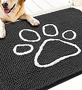 OLANLY Door Mat for Muddy Dog Paws 30x20, Ultra Absorbent Chenille Mud Doormat with Paw Print Des...