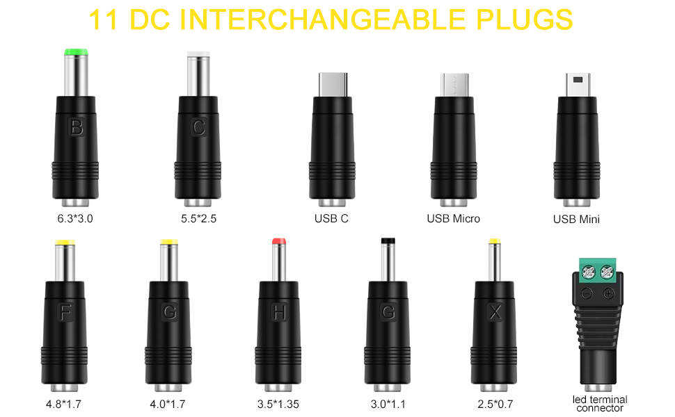 11 Interchangeable DC Plug
