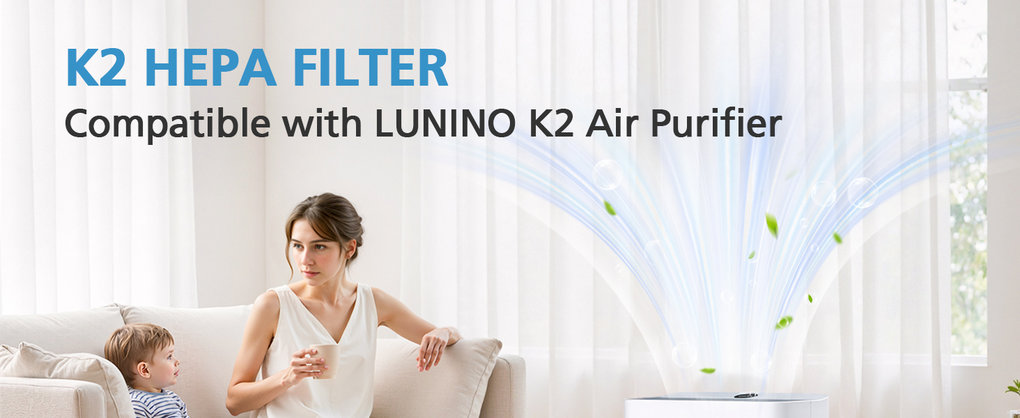 3 Stage HEPA Replacement Filter Compatible with LUNINO K2 Air Purifier