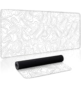 White Map Gaming Mouse Pad Large Desk Mat Extended Keyboard Mouse Pad XL Mousepad with Non-Slip B...