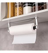 Paper Towel Holder Under Cabinet, Wall Mount Self Adhesive or Drilling Dual Install Kitchen Roll ...