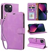 JHWVVTF for iPhone 13 Mini Case Wallet, [RFID Blocking 3 Card Slots] Phone Stand, Wrist Strap, Ma...