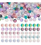 Sparkeads 200 Pcs Crackle Glass Beads Round Frosted Crystal Beads Bulk Assorted Loose Spacer Bead...