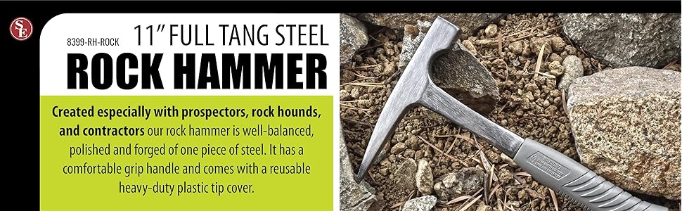 11" full tang steel rock hammer prospector prospectors rock hound geology archeology prospecting