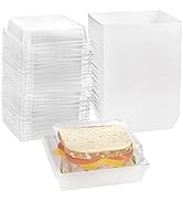 Hiceeden Set of 100 Sandwich Boxes with Clear Lids, White Paper Charcuterie Boxes, 5