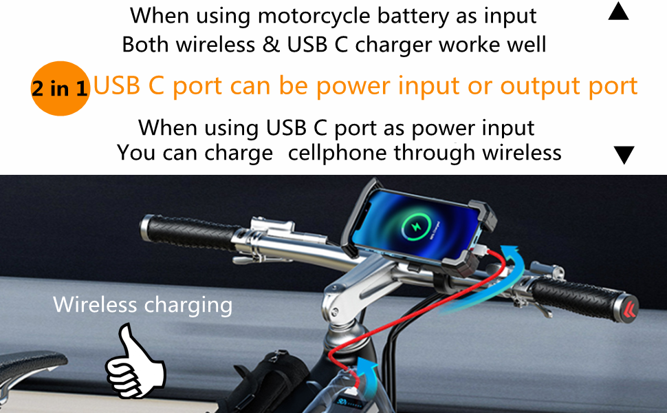motorcycle phone mount wireless charger