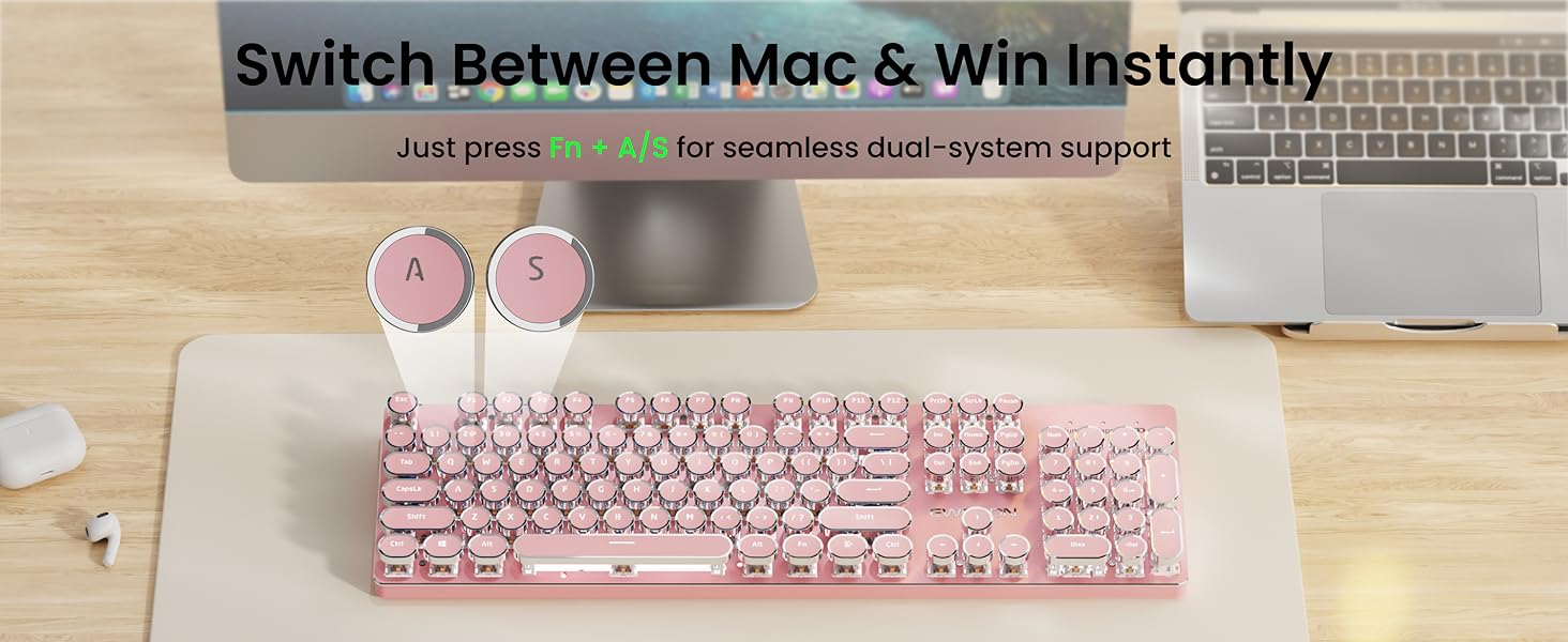 pink wireless keyboard office keyboard