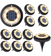 Flacchi Solar Lights Outdoor - Solar Powered Ground Lights Outdoor Solar Disk Light Waterproof La...