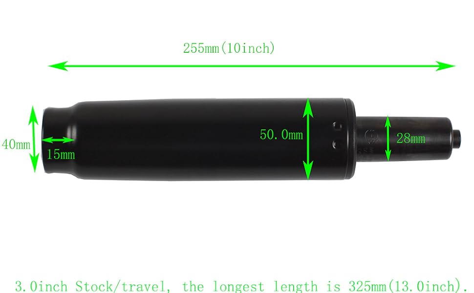 Heavy Duty Gas Lift Cylinder Replacement for Office Chair, 3.0" Stroke.