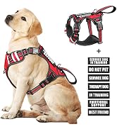 WINSEE Service Dog Vest No Pull Pet Harness with 7 Dog Patches, Reflective with Durable Soft Padd...