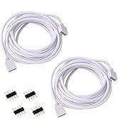 RGBZONE 2 Pack 5M 16.4ft Extension Cable Connect Female Plug to SMD 5050 RGB LED Strip Light with...