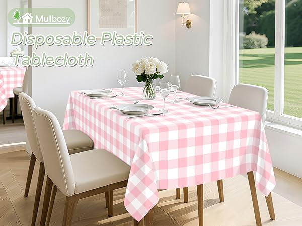 Pink Gingham Tablecloth