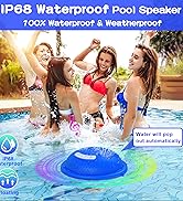 KingSom Bluetooth Pool Speaker,Floating Pool Speaker with Colorful Lights,Hot Tub Speaker IP68 Wa...