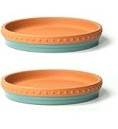 YBX 8-inch Plant Saucer Premium Terracotta Saucer Round Ceramic Plant Trays, Pack of 2 (Turquoise...