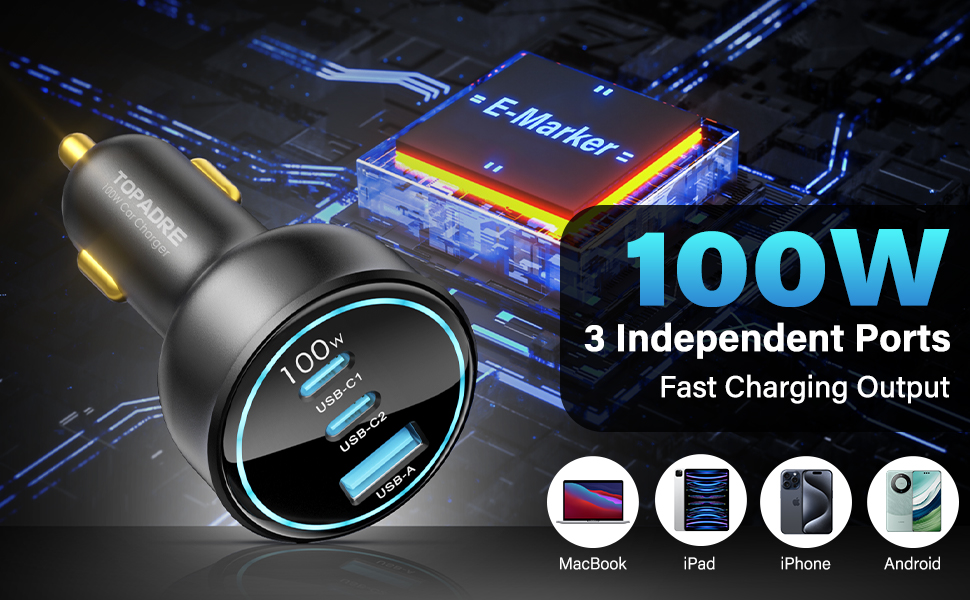 3 Independent Ports Fast Charging output