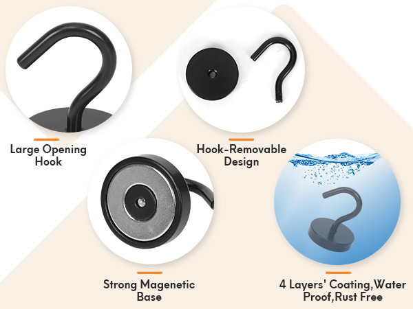 Neosmuk black magnetic hooks large opening