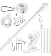 BONWIN White Flag Pole Kit for House, 5FT Thickened Stainless Steel Outside Wall Mount Flagpole f...