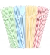 150PCS Disposable Plastic Drinking Straws - Flexible Straws Disposable Long Colorful PP Plastic S...