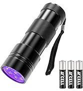 COSOOS Black Light Flashlight, 12LED Small UV Lights 395nm, Portable Black Light Urine Detector f...