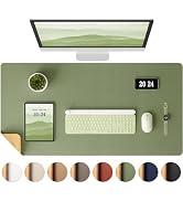 Aothia Dual-Sided Desk Mat - Natural Cork &amp; Leather Desk Protector, Large Mouse Pad &amp; Writing Pad...