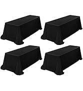 4 Pack Black Tablecloth 90 x 156 Inch, Rectangle Tablecloth for 8 Foot Table, Black Wrinkle Resis...