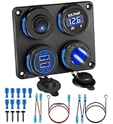 Upgraded 4 in 1 Charger Outlet Socket Panel, Dual QC 3.0 12V USB Power Outlet &amp; Car Voltmeter Gau...