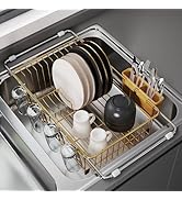 JASIWAY Sink Dish Drying Rack, Expandable Stainless Steel Dish Rack Over Sink, Kitchen Sink Drain...