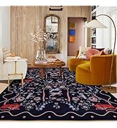 Tiger Animal Rugs for Kids, 5x7 Washable Animal Floral Area Rugs for Living Room, Cute Ultra-Thin...
