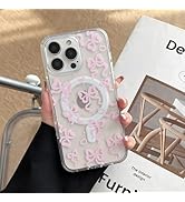 Huahuacase Cute Pink Bow Case Compatible with MagSafe, Soft TPU Protective Shockproof for iPhone ...