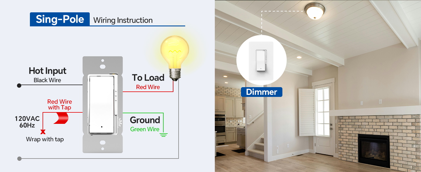 dimmer light switch-Single Pole Diagram Wiring
