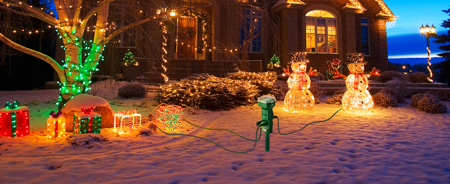 outdoor plug for christmas lights light timer stake