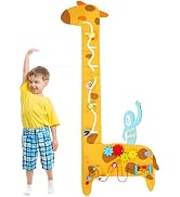 Dollox Giraffe Activity Wooden Wall Panels, 7-in-1 Toddler Multifunctional Busy Board Sensory, In...