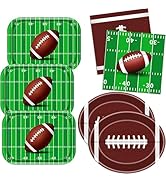 100pcs Football Plates and Napkins Party Supplies Kit, Large Touchdown Paper Dinner Plates Desser...