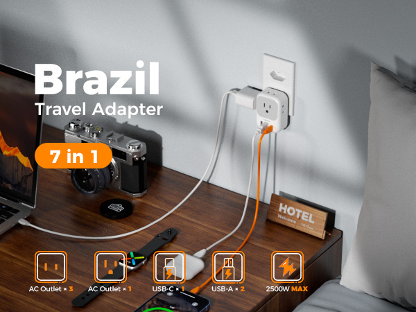 TESSAN Brazil Plug Adapter 2 Pack