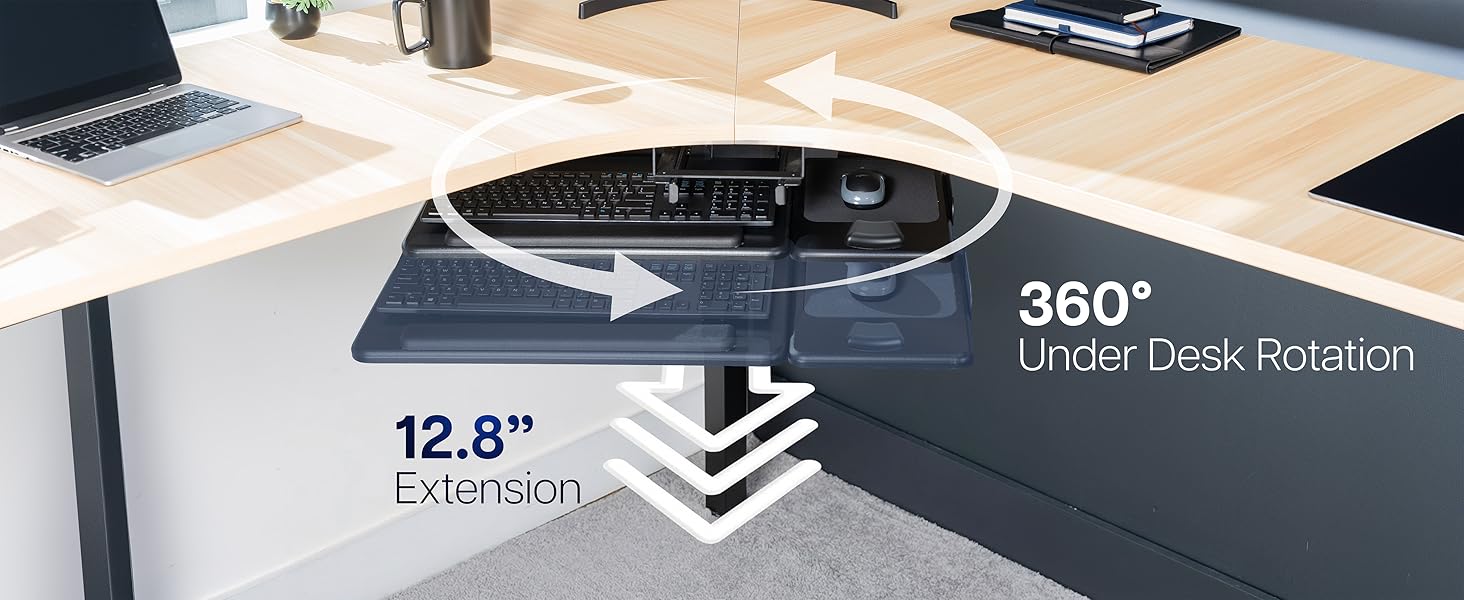 under desk keyboard tray ergonomic tilt mouse pad sliding keyboard drawer adjustable workstation