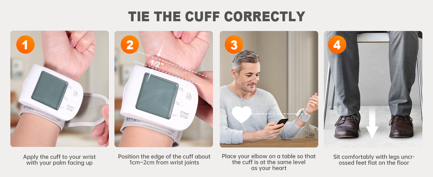 Step-by-step guide for correct wrist cuff placement