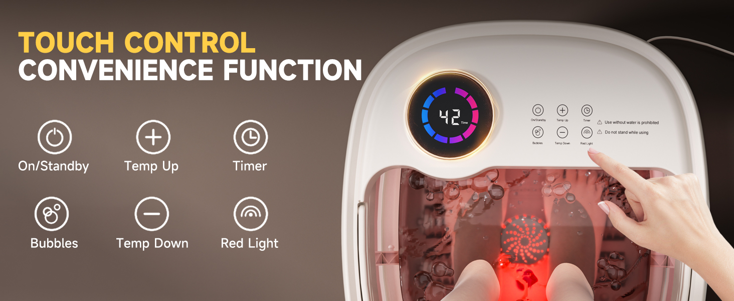 Collapasible Foot Spa Bath Massager with Heat, Pedicure Foot Spa with Bubbles and Jets/Timer
